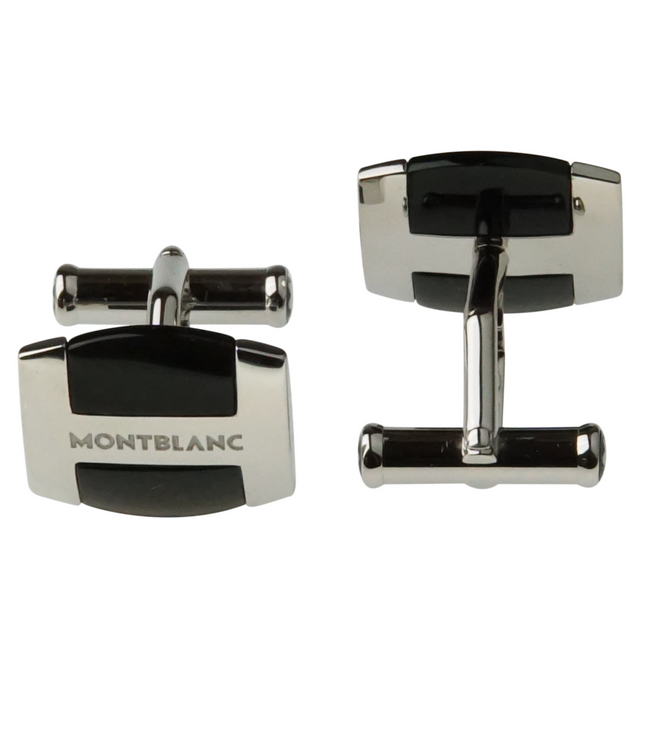 Montblanc Men's Jewellery Black Obsidian Manschettenknöpfe 925er Sterling Silber