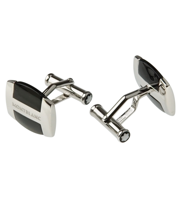 Montblanc Men's Jewellery Black Obsidian Manschettenknöpfe 925er Sterling Silber