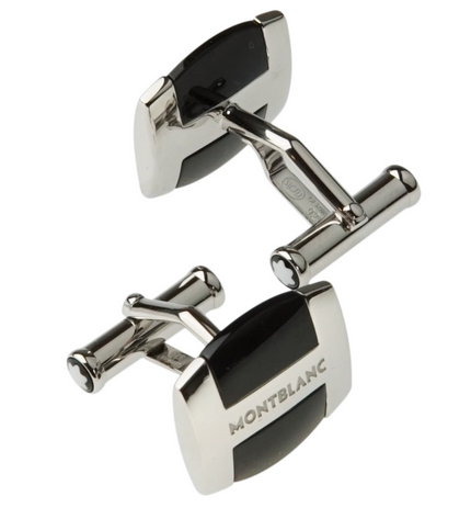 Montblanc Men's Jewellery Black Obsidian Manschettenknöpfe 925er Sterling Silber