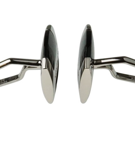 Montblanc Men's Jewellery Black Obsidian Manschettenknöpfe 925er Sterling Silber