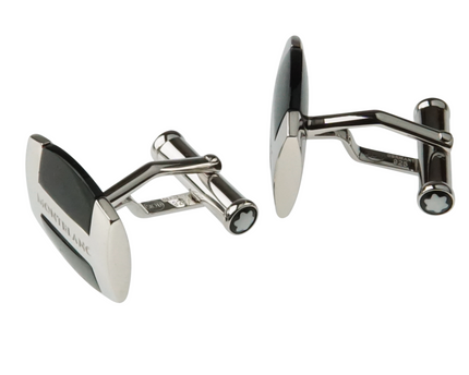 Montblanc Men's Jewellery Black Obsidian Manschettenknöpfe 925er Sterling Silber - meisterstück-shop.de
