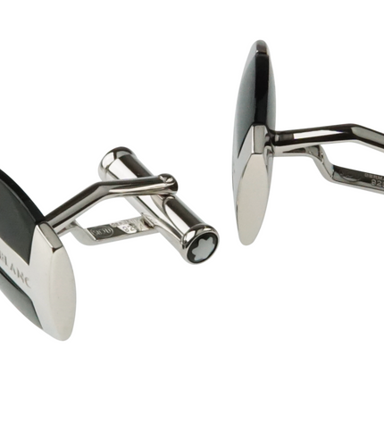 Montblanc Men's Jewellery Black Obsidian Manschettenknöpfe 925er Sterling Silber