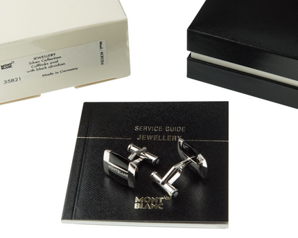 Montblanc Men's Jewellery Black Obsidian Manschettenknöpfe 925er Sterling Silber - meisterstück-shop.de