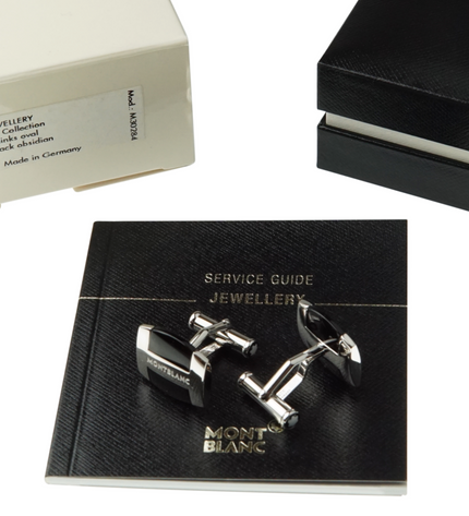 Montblanc Men's Jewellery Black Obsidian Manschettenknöpfe 925er Sterling Silber