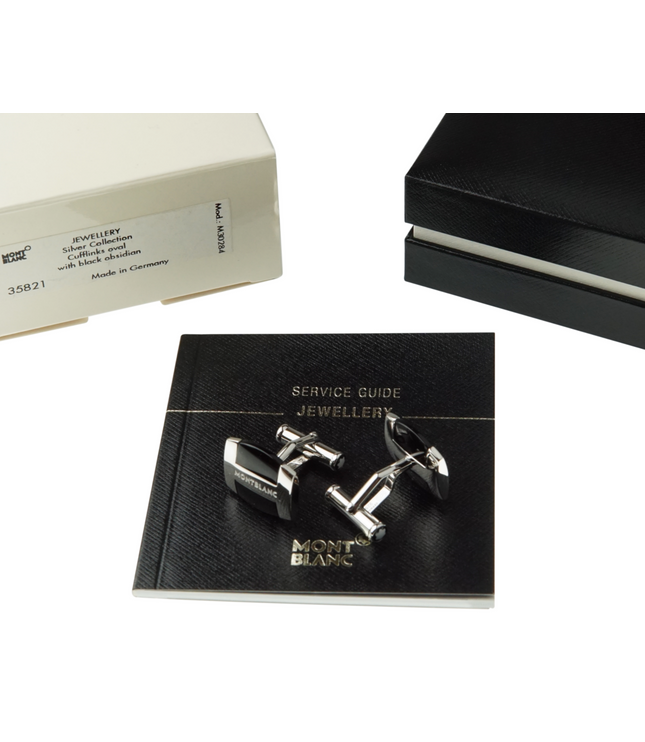 Montblanc Men's Jewellery Black Obsidian Manschettenknöpfe 925er Sterling Silber