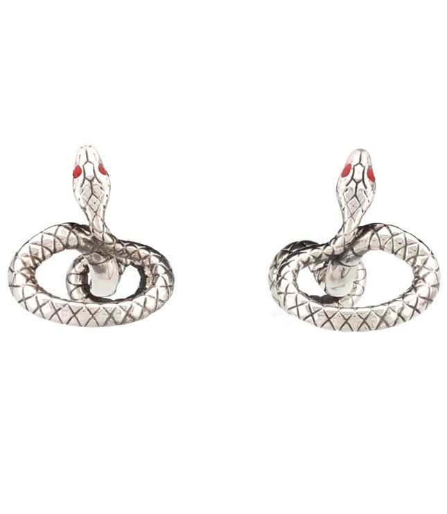 Montblanc Men's Accessories Manschettenknöpfe 925er Silber Red Lacquer Snake