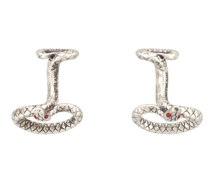 Montblanc Men's Accessories Manschettenknöpfe 925er Silber Red Lacquer Snake