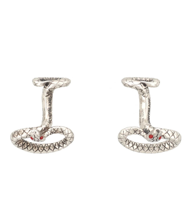 Montblanc Men's Accessories Manschettenknöpfe 925er Silber Red Lacquer Snake
