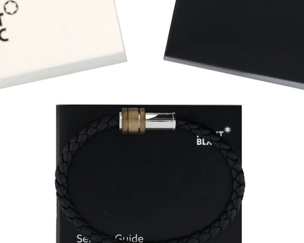 Montblanc Meisterstück 1858Geo Steel & Leather Armband Schwarz