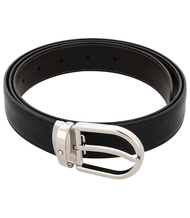 Montblanc Classic Line Horseshoe Buckle Ledergürtel 30mm Schwarz/Braun