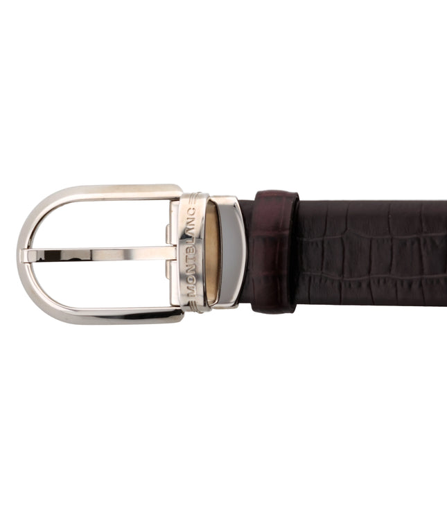 Montblanc Contemporary Line Horseshoe Buckle Ledergürtel 30mm Kastanienbraun
