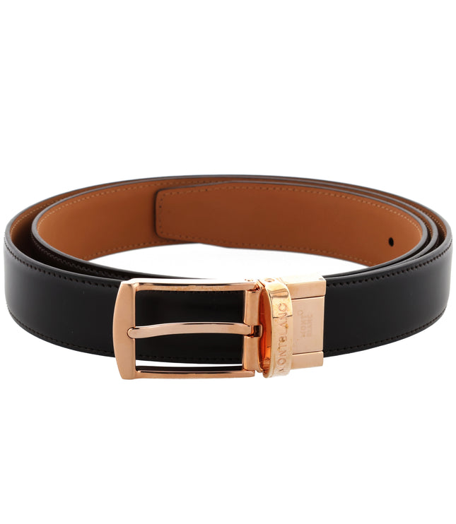 Montblanc Classic Line Wendbarer Ledergürtel 30mm Rosègold Schwarz/Braun