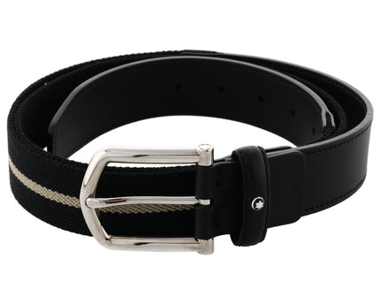 Montblanc Casual Line Ledergürtel 35mm Schwarz/Grau/Weiß