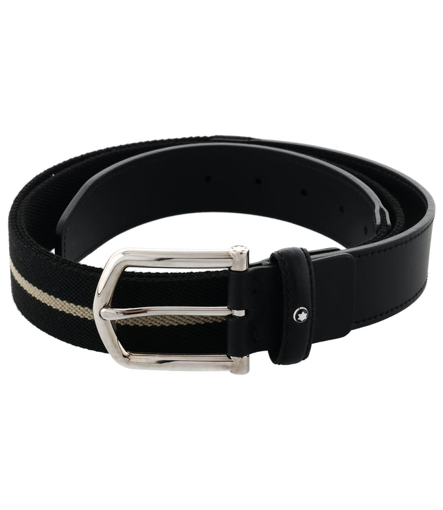 Montblanc Casual Line Ledergürtel 35mm Schwarz/Grau/Weiß