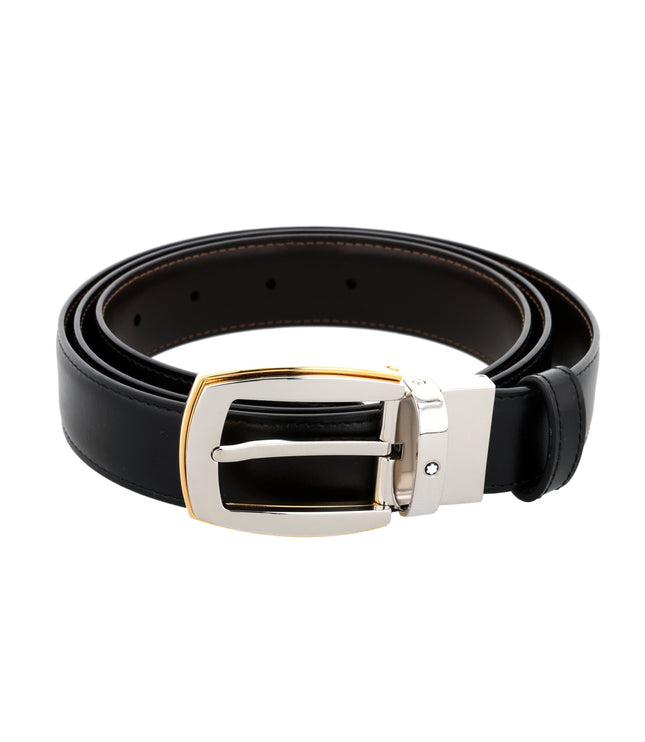 Montblanc Classic Line Wendbarer Ledergürtel 30mm Pall & Gold-Coated Braun/Schwarz