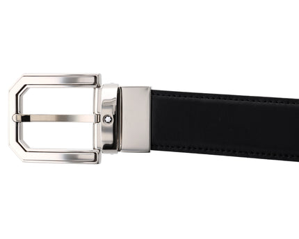 Montblanc Classic Line Wendbarer Ledergürtel 30mm Palladium-Coated Schwarz/Braun