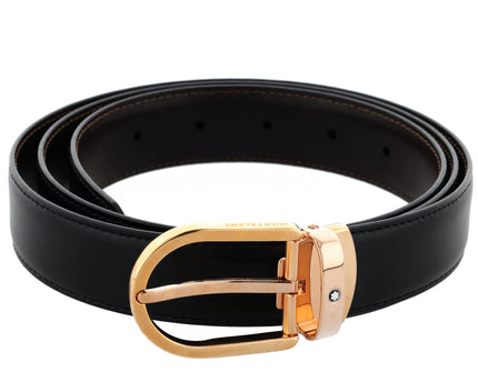 Montblanc Classic Line Wendbarer Ledergürtel 30mm Rosègold Schwarz/Braun