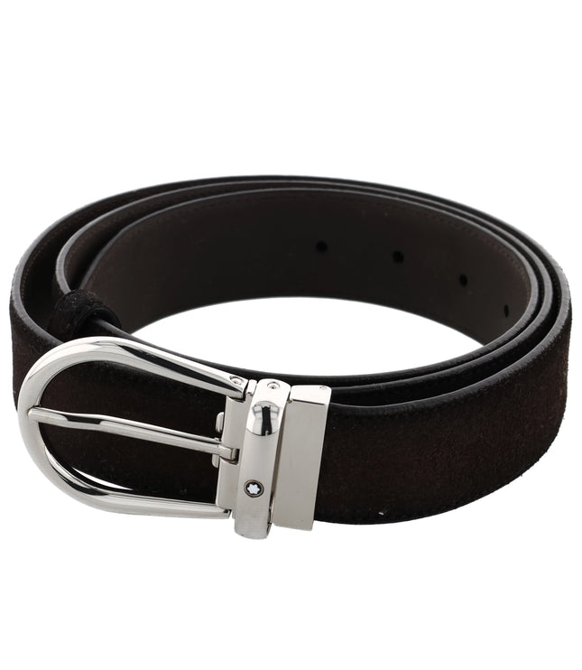 Montblanc Casual Line Horseshoe Buckle Wildleder Gürtel 35mm Braun