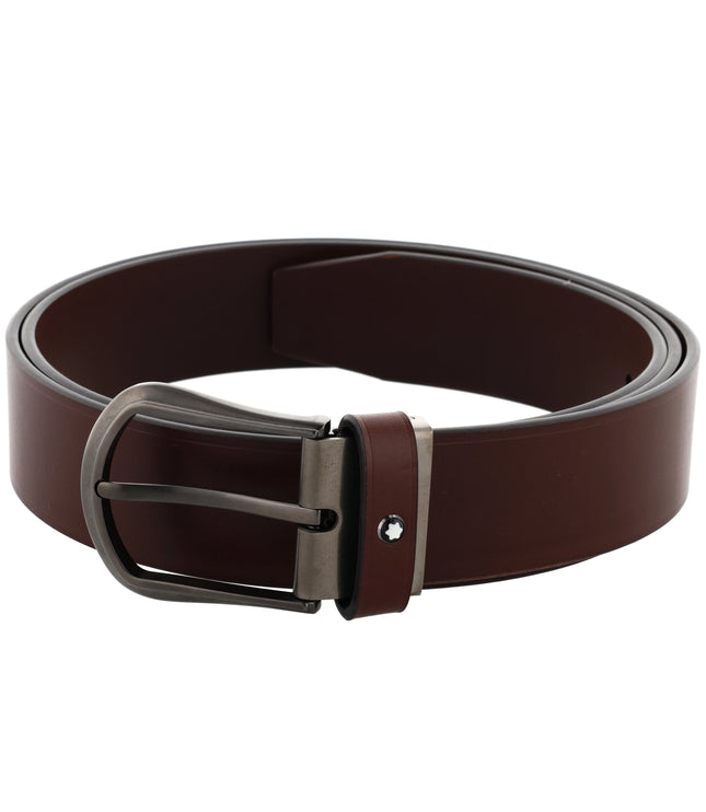 Montblanc Leather Goods Ledergürtel 35mm trapezförmige Dornschließe Matt Braun
