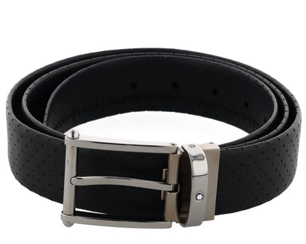 Montblanc Contemporary Line Ledergürtel 35mm Schwarz Lochmuster