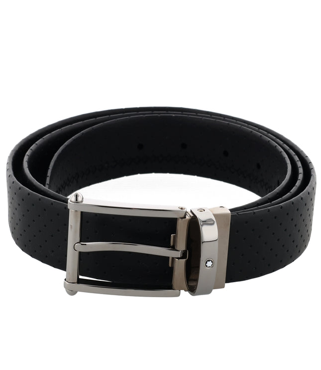 Montblanc Contemporary Line Ledergürtel 35mm Schwarz Lochmuster