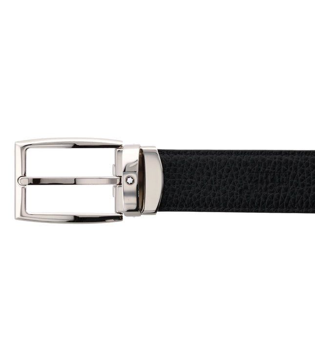 Montblanc Classic Line Wendbarer Ledergürtel 30mm Palladium-Coated Blau/Schwarz
