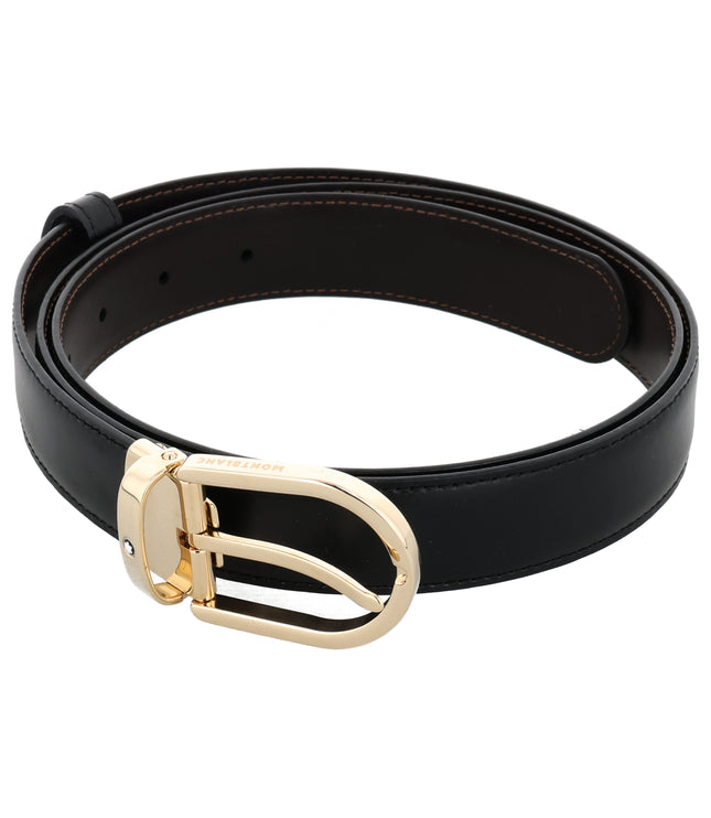 Montblanc Classic Line Horseshoe Buckle Gold Ledergürtel 30mm Schwarz/Braun