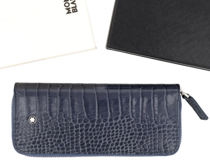 Montblanc Meisterstück Embossed Leather 2er Lederetui Indigo Kroko