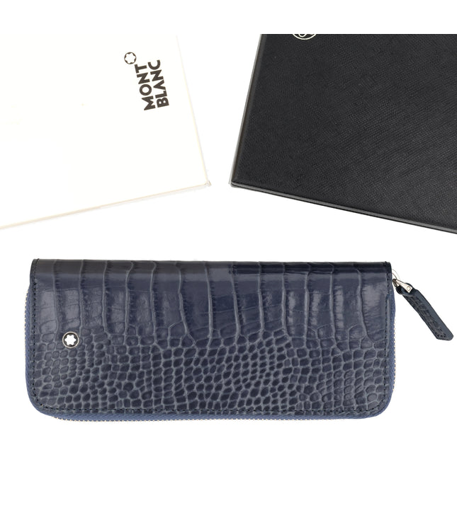 Montblanc Meisterstück Embossed Leather 2er Lederetui Indigo Kroko