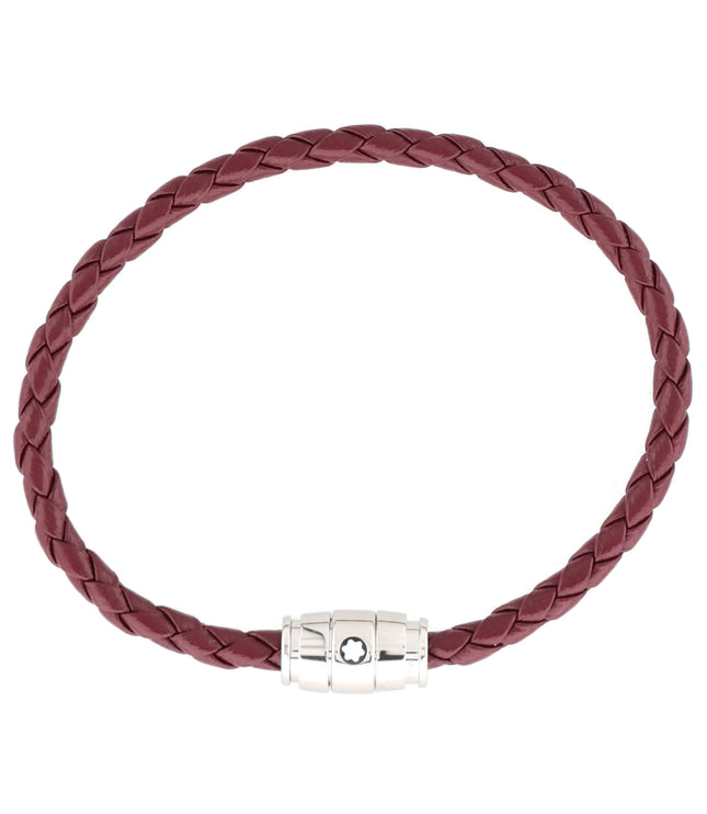 Montblanc Meisterstück Armband Geflochtenes Leder Stainless Steel Cassis