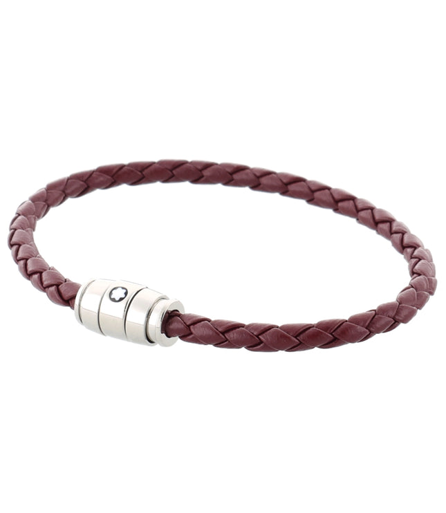 Montblanc Meisterstück Armband Geflochtenes Leder Stainless Steel Cassis