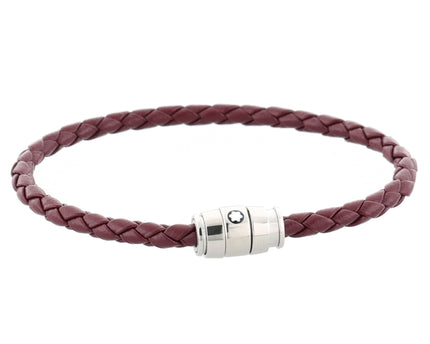 Montblanc Meisterstück Armband Geflochtenes Leder Stainless Steel Cassis