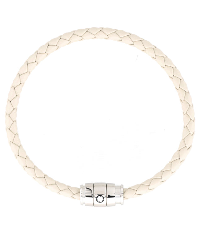 Montblanc Meisterstück Armband Geflochtenes Leder Stainless Steel Beige