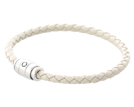 Montblanc Meisterstück Armband Geflochtenes Leder Stainless Steel Beige