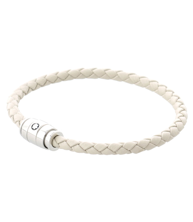 Montblanc Meisterstück Armband Geflochtenes Leder Stainless Steel Beige