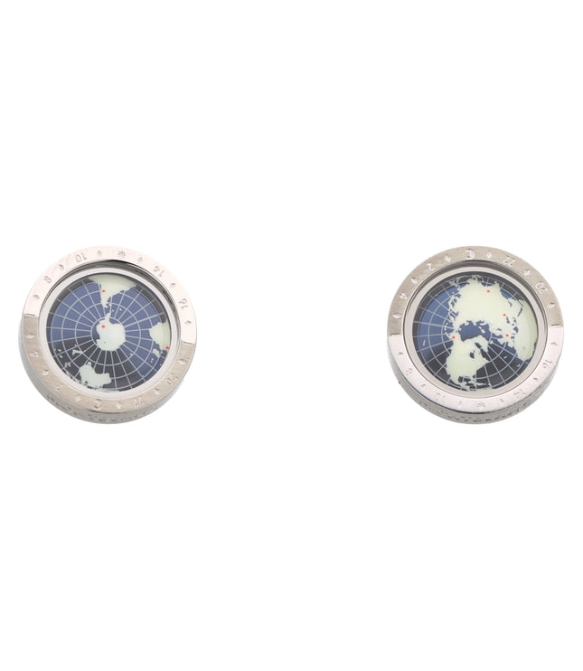 Montblanc 1858 Geosphere Manschettenknöpfe Steel & Lacquer Blue