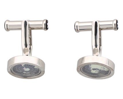 Montblanc 1858 Geosphere Manschettenknöpfe Steel & Lacquer Blue