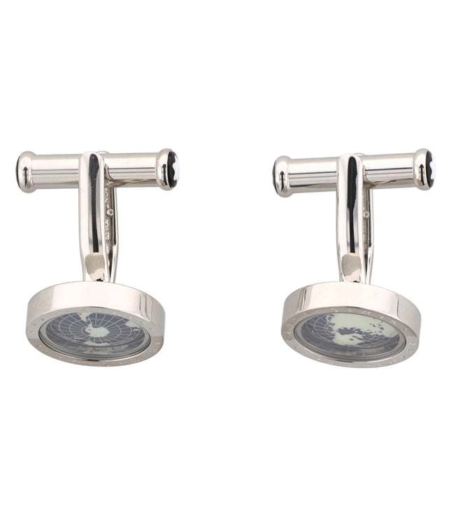 Montblanc 1858 Geosphere Manschettenknöpfe Steel & Lacquer Blue