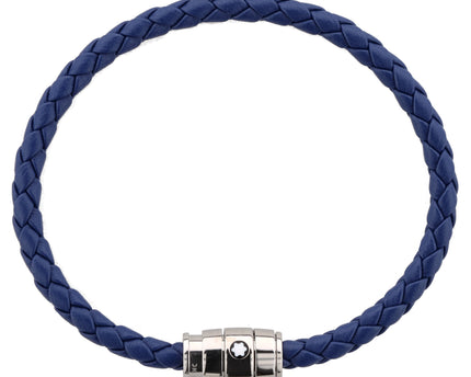 Montblanc Meisterstück Armband Geflochtenes Leder Stainless Steel Blau