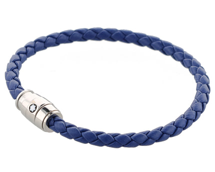 Montblanc Meisterstück Armband Geflochtenes Leder Stainless Steel Blau