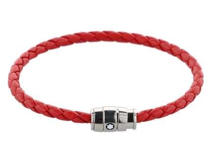 Montblanc Meisterstück Armband Geflochtenes Leder Stainless Steel Rot