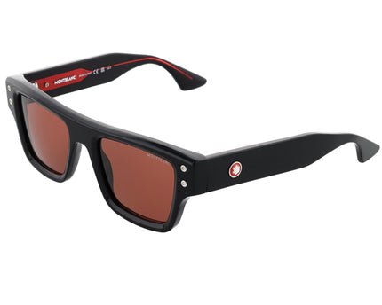 Montblanc Sonnenbrille Rechteckig Acetatrahmen Schwarz Braun