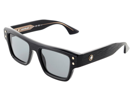 Montblanc Sonnenbrille Rechteckig Acetatrahmen Schwarz Grau