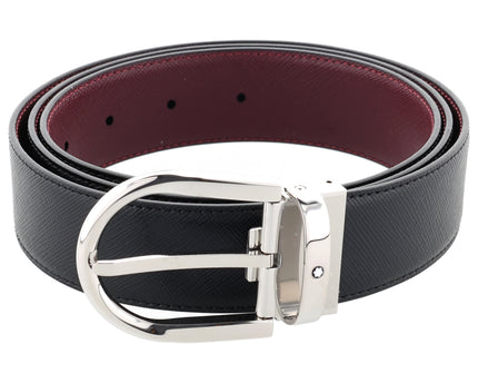 Montblanc Sartorial Horseshoe Buckle Wendbarer Ledergürtel 35mm Schwarz Cassis