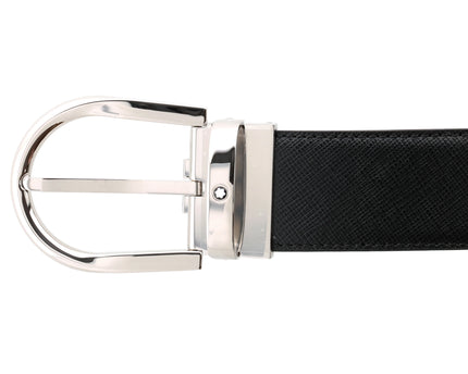 Montblanc Sartorial Horseshoe Buckle Wendbarer Ledergürtel 35mm Schwarz Cassis
