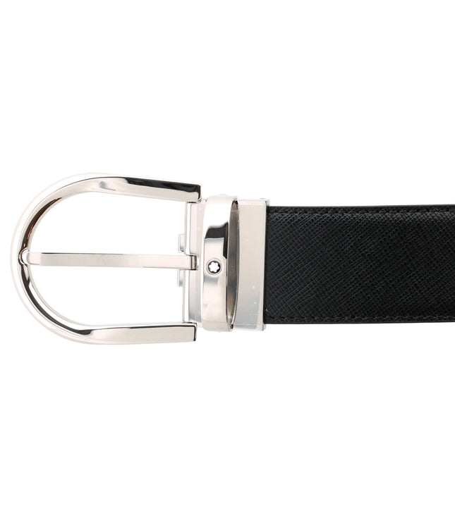 Montblanc Sartorial Horseshoe Buckle Wendbarer Ledergürtel 35mm Schwarz Cassis