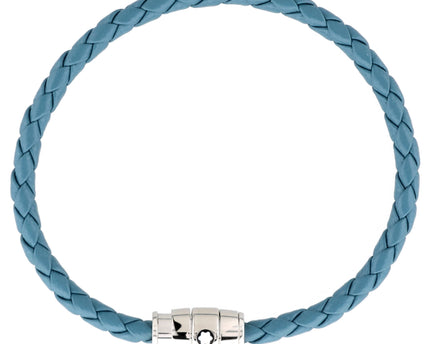 Montblanc Meisterstück Armband Geflochtenes Leder Stainless Steel Smoky Blue