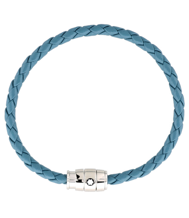 Montblanc Meisterstück Armband Geflochtenes Leder Stainless Steel Smoky Blue