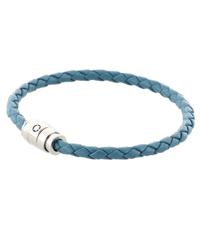 Montblanc Meisterstück Armband Geflochtenes Leder Stainless Steel Smoky Blue