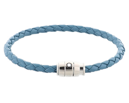 Montblanc Meisterstück Armband Geflochtenes Leder Stainless Steel Smoky Blue
